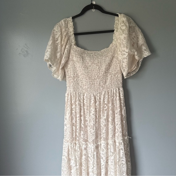 Baltic Born Aspen Smocked White Lace maxi dress size medium - Picture 7 of 8